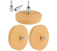 Guttiuaa 3 Pcs Toffee Wheel, 3.5 in Adhesive Remover for Car with Adapter | Caramel rubber eraser wheel for lifting graphics, tape residue and old badge trace from car