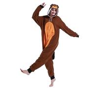 Guturris Animal Cosplay Onesie Halloween Brown Beaver Pyjamas Jumpsuit One-Piece Sleepwear for Women and Men S