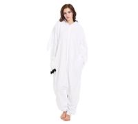 Guturris White Dragon Onesie Halloween Costume Animal Cosplay Jumpsuit Anime One-Piece Sleepwear for Adults Toothless M