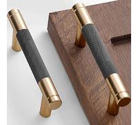 Gutuwellea 12 Pack 3 Inch 76 mm Knurled Cabinet Handles Cabinet Pulls Aluminum Handles Knurled Drawer Pulls Gold and Grey Oxidation Finish with Diamond Pattern 4" Length (3" Hole Center)