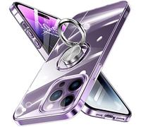 Guuboly Crystal Clear Compatible for 14 Pro Max Case with Ring Holder Kickstand Transparent Not Yellowing Slim Thin Flexible Shock Absorption Bumper Compatible for 14 Pro Max Cover 6.7 inch