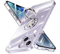 Guuboly Crystal Clear Compatible for iPhone 14 Case with Ring Holder Kickstand Transparent Not Yellowing Slim Thin Flexible Shock Absorption Bumper Compatible foriPhone 14 Cover 6.1 inch