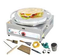 GUUFUFA 50cm, Commercial Crepe Maker Machine Pancake Griddle Big Hotplate Nonstick Electric Griddle Pancake Maker, Batter Spreader, Wooden Spatula Crepe Pan for Gas LPG