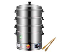 GUUFUFA Food Steamer For Cooking Electric Food Steamers 3-Tier Stainless Steel Steamer Thermostatically Controlled Automatic Heating Perfect for Breakfast,3400W,47cm