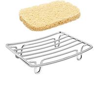 Guukar Stainless Steel Bar Soap Dish, Rust Proof Soap Sponge Holder, a Free Beige Soap Saver Lift, Self Draining soap Dishes for Shower, Bath, Rv, Tub and Kitchen Sink, 2 Pack
