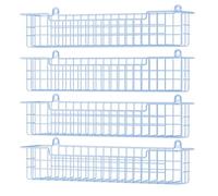 GUUKAR Spice Rack Wall Mount, 4-Pack Seasoning Organizer for Kitchen Storage Organization, Metal Spice Holder Saving Space Shelf for Cabinet, RV, Pantry, Blue