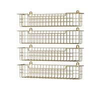 GUUKAR Spice Rack Wall Mounted Spice Organizer for Kitchen Storage Solution Spice Holder Rack Space Saving for Cupboard RV Pantry 4 Pack Gold