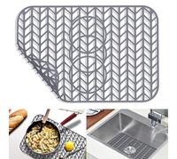 GUUKIN Sink Protectors for Kitchen Sink Grid 19" X 13", Silicone Non-slip & Heat-resistant Sink Mat for Single Sink Bowl with 3 Reserved Holes
