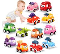 GUUMFOLL 12 Pcs Pull Back Cars Set Toys for 1 2 3 Year Toddlers, Construction Vehicle Racing Car Set, Baby Toys for 1 2 Year Old Boy, Small Cars for Kids,1st Birthday Gift for 1-3 Year Old Boys