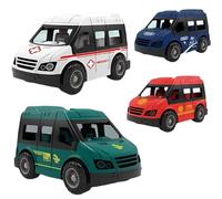 GUUMFOLL City Service Car Toy Set, 4 Pull Back Vehicles, Emergency Ambulance, Fire Engine, Post Van and Travel Car, 28 x 23 x 6 cm(YM-C30)