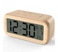 GUUMUXIN Digital Alarm Clock with Date, Temperature Display and ABS Shell, Easy to Read Glow in the Dark Alarm Clock with LCD Display, Battery Powered Snooze Table Clock (Battery Not Included)