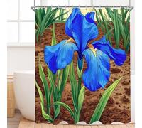 Guuogxan Blue Flowers Shower Curtain Mould Proof Mildew Resistant 300 x 180 cm, Bathroom Curtains with 12 Hooks, Waterproof Polyester Fabric Bathtub Curtains, Weighted Hem, Washable, Quick Dry x-466