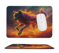 Guuogxan Mouse Mat, 16.54 × 13.78 in Wolf Fire Gaming Mouse Pad zv-545