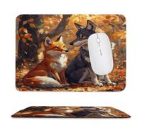 Guuogxan Mouse Mat, 9.45 × 11.02 in Fox Wolf Gaming Mouse Pad zv-353