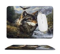 Guuogxan Small Mouse Pad 250x200x3mm, Eagle Wolf Mouse Mat xc-581