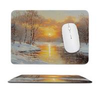 Guuogxan Small Mouse Pad 300x250x3mm, Winter Forest Mouse Mat xc-169