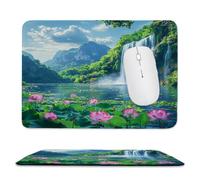 Guuogxan Small Mouse Pad 340x280x3mm, Lotus Waterfall Mouse Mat xc-296