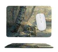 Guuogxan Small Mouse Pad 340x280x3mm, White Bear Winter Mouse Mat xc-62
