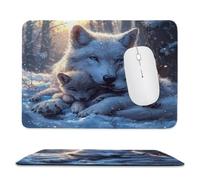 Guuogxan Small Mouse Pad 340x280x3mm, White Fox Animals Mouse Mat xc-22