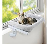 GUUSII HOME Cat Hammock Window Perch Seat Kitten Hanging Bed Windowsill for Indoor Large Pet Shelf Sturdy Kitty Lounger Washable Cushion Easy to Assemble No Drilling Hold 18kg 56 * 38cm(Grey, S)