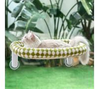 GUUSII HOME Cat Window Bed Perch Foldable Suction Cup Window Sill Hammock for Indoor Large Cats Windowsill Hanging Kitten Seat Shelf with Soft Plush Cushion Machine Washable 54 * 30cm (Green, M)