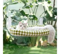 GUUSII HOME Foldable Cat Window Bed Indoor Hammock Perch for Large Cats Cordless Hanging Kitten Seat Shelf with Suction Cups Reversible Soft Plush Cushion Machine Washable 54 * 30cm (Green, M)