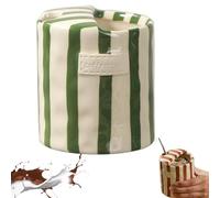 GUUTHQOR Retro Striped Ceramic Coffee Mug,Ceramic Coffee Mug with Sip Hole,Heat-Resistant Non-Slip Double-Enjoy Cup for Milk Coffee Juice Latte Hot Cold Drinks Cups (Green)