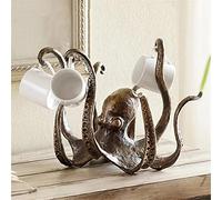 GUUTOP Octopus Statue, Resin Sculpture Crafts Octopus Mug Holder, Fun Cast Cup Holder, Jewelry Holder Desktop Home Decoration, Gifts for Friends