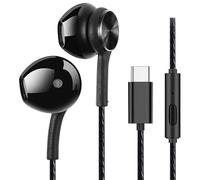 GUUVOR USB C Headphones, Type C In-Ear Earphones, Magnetic Wired Earbuds with Microphone, Noise Isolation, for iPhone 15 Pro, iPad Pro, Huawei, Samsung, Xiaomi with Type-C Interface - Black