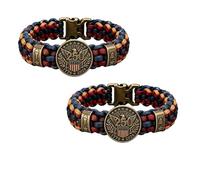 GUUZETU 250th Anniversary Patriotic Paracord Bracelet (1776-2026), Eagle Torch Liberty Bell Survival Wristband, July 4th Independence Day Commemorative Bracelet, Gift for Veterans Unisex (2PCS)