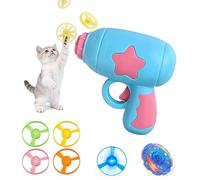 GUUZETU Bamboo Dragonfly Catapult Pistol, Interactive Training Beyblades Launcher for Kittens, Flying Propellers Toy with Led Glow, for Indoor Play, Hunting Chasing Games for Cats (D-)