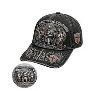 GUUZETU Brotherhood of Knights Vintage Baseball Cap & Coin, Medieval Knight Hat, Retro Warrior Adjustable Cap for Men (Black)