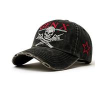 GUUZETU GEN X Badass Skull Cap, Adjustable Bold Generation X Vintage Distressed Baseball Cap, with Skull Design & Slogan (1pcs)