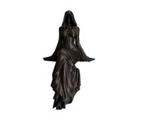 GUUZETU Lady Reaper - Ethereal Hooded Figure Sculpture, Gothic Dark Fantasy Resin Shelf Sitter Statue, Spooky Black Robe Bookshelf Desk Decor, Dark Academia Home Mantel Gift for Collectors (#B1)