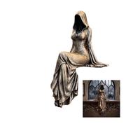 GUUZETU Lady Reaper - Ethereal Hooded Figure Sculpture, Gothic Dark Fantasy Resin Shelf Sitter Statue, Spooky Black Robe Bookshelf Desk Decor, Dark Academia Home Mantel Gift for Collectors (#A1)