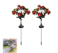 GUUZETU Memorial Garden Bloom Lights Solar Powered, Realistic Azalea Flower Stakes for Cemetery Graves, Waterproof LED Outdoor Decor for Yard Patio Path Tribute Remembrance (B*2)
