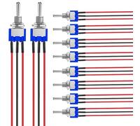 GUUZI 10pcs 6A/125V 3A/250V ON/OFF/ON Pre-Wired Miniature Toggle Switch 3 Terminals 3 Position SPDT Toggle Switch MTS-103