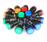 GUUZI 16pcs Indicator Light Red/Yellow/Blue/Green 22mm LED Pilot Panel AC 220V-380V 20mA Indicator Signal Lamp(Each Color 4pcs)