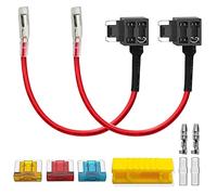 Guuzi 2pcs 12V-24V Low profile Add-A-Circuit Fuse Adapter with Wire Harness,Mini Fuse Holder with 3pcs Replacement Fuses(5A/10A/15A)+Terminal Connector