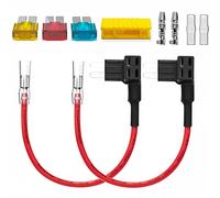 Guuzi 2pcs 12V-24V Micro 2 Add-A-Circuit Fuse Adapter with Wire Harness,Micro 2 Fuse Holder with 3pcs Replacement Fuses(5A/10A/15A)+Terminal Connector