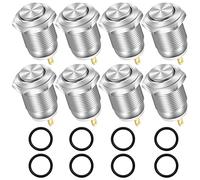 GUUZI 8pcs 12mm Latching Waterproof Metal Push Button Switch On-Off 3A 12V/24V/125V/250VAC Self-lock Button Switch(High Head)