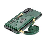 GUVAGI Case for Samsung Galaxy A56 5G, Mobile Phone Chain Mobile Phone Case, Flip 4-Card Leather Folding Zip Mobile Phone Case Girls Case with Removable Chain Cord Bag Back Shoulder (Green)