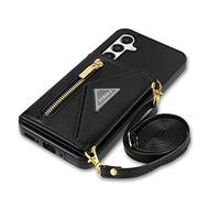 GUVAGI For Samsung Galaxy S25 Plus/S25+ Case with Strap, Mobile Phone Case with Strap, Leather 4-Card Zip Compartments, Mobile Phone Case for Women and Girls, Mobile Phone Case with Chain Pocket at