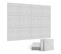 Guvkeug 12 Pack Acoustic Panels, 12 X 12Inch Decorative Soundproofing Panels, Wall and Ceiling Acoustical Panels Silver Grey Easy Install