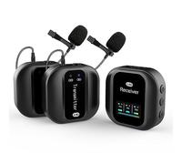 Guvkeug Wireless Lavalier Microphone 2.4GHz Dual Channel Wireless Lapel Mic with Noise Cancellation for DSLR Camera Camcorder Durable Easy to Use