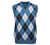 Guv'nors Mens Knitted Sleeveless Tank Top V Neck Knitted Slipover Diamond Pattern, 3X-Large, Teal