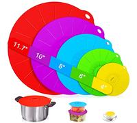 Guvvie Silicone lids - 5 Pack Heat Resistant Microwave Splatter Cover, Reusable silicone Suction lids for food storage Fits Bowls, Cups, Skillets, Plates, Pots, Pans StoveTop, Oven, Fridge Safe