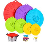 Guvvie Silicone Lids - 7 Pack Heat Resistant Microwave Cover - Reusable Silicone Lids For Food Storage For Cups, Bowls, Plates, Pots, Pans, Skillets, Stove Top, Oven, Freezer, Dishwasher safety