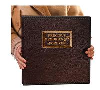 Guwheat Photo Album Self Adhesive, Retro Leather Cover, Extra Large Magnetic Self-Stick Picture Album, Holds 3X5, 4X6, 5X7, 6X8, 8X10 inches Photos with Gift Box (34x32.8x4.2 CM)