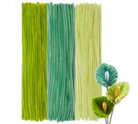 GUWINA 300Pcs Pastel Green Pipe Cleaners Set 12'' Long 0.3'' Thick, Fluffy Chenille Stems Fuzzy Sticks Craft Supplies, 3 Assorted Colors for DIY Art, Flowers Making & Festive Decorations